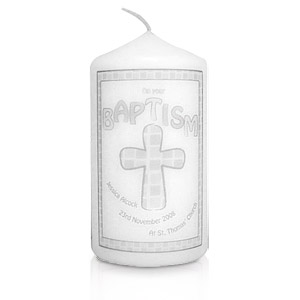 Grey Baptism Cross Candle