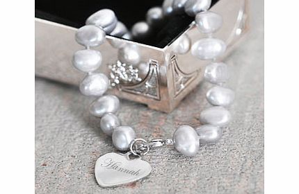 Personalised Grey Pearl Name Bracelet
