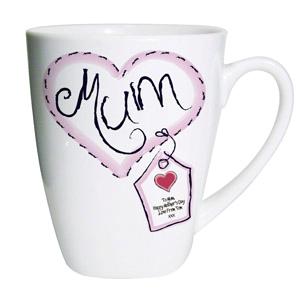 Personalised Heart Stitch Mum Small Latte Mug