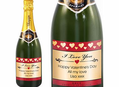 Personalised Hearts Champagne