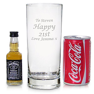 personalised Jack Daniels Glass and Coke Set