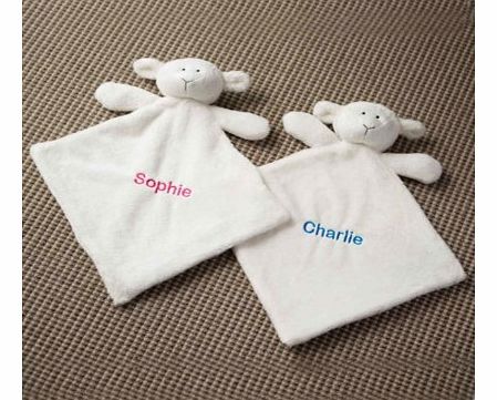 Personalised Lamb Comforter with Pink Embroidery