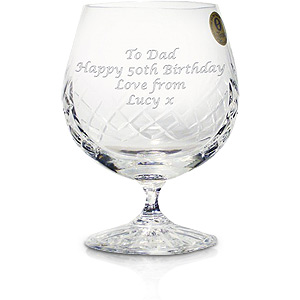 personalised Large Crystal Brandy Glass