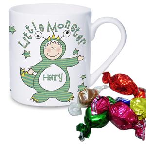 Personalised Little Monster Mug with Chocolates