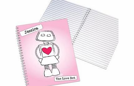 Personalised Love Bot A5 Notebook
