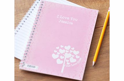 Personalised Love Grows Pink A5 Notebook