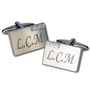 Personalised Metal Cufflinks With Crystals