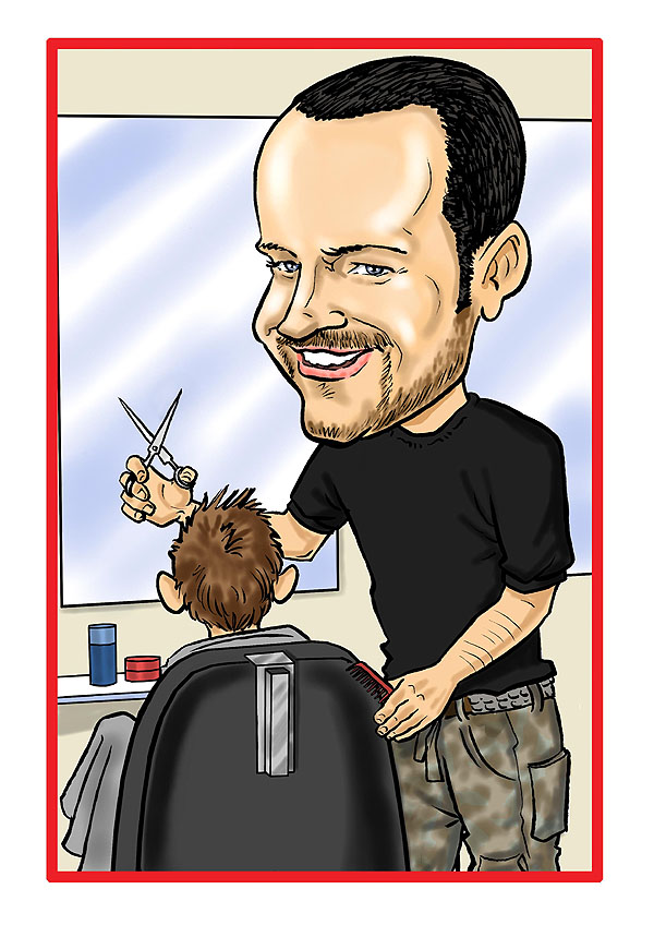 Personalised Occupation Caricatures Barber