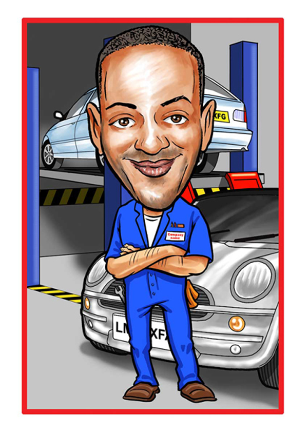 Personalised Occupation Caricatures Mechanic
