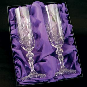 personalised Pair of Crystal Champagne Flutes