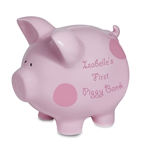 Piggy Bank - Pink Polka Dot
