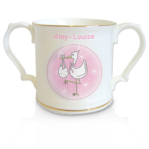 personalised Pink Stork Loving Cup