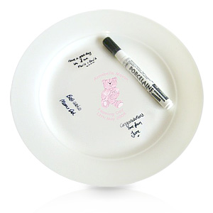 personalised Pink Teddy Message Plate