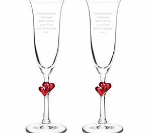 Personalised Red Heart Stem Flutes