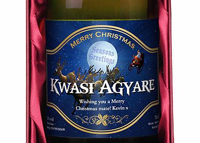 Personalised Santa Label Christmas White Wine
