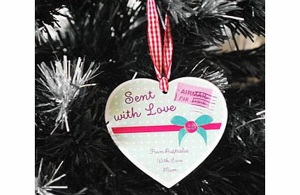 Personalised Sent With Love Heart Shaped Wooden