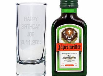 Personalised Shot Glass and Mini Jagermeister