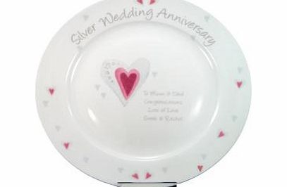 Personalised Silver Anniversary Plate