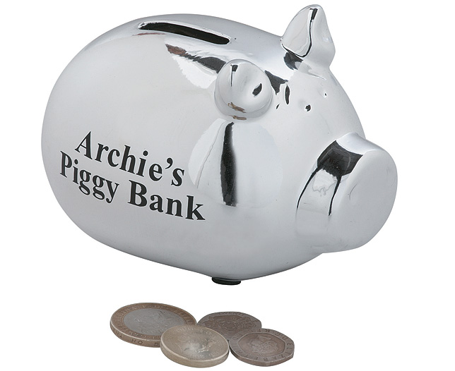 Personalised Silver Piggy Bank