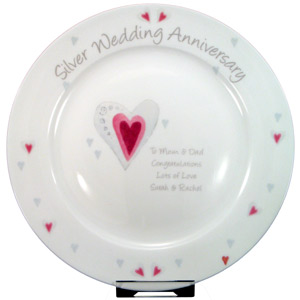 personalised Silver Wedding Anniversary Plate