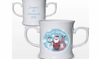 Personalised Snow Scene 1st Christmas Loving Mug