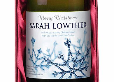 Personalised Snowflakes Label Christmas White Wine
