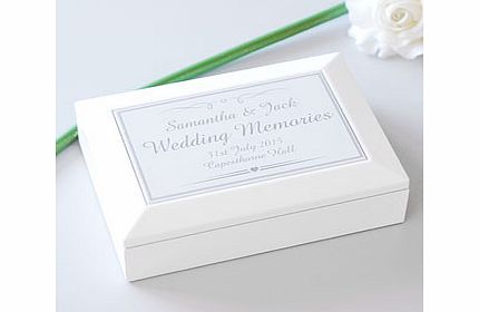 Personalised Wedding White Wooden Keepsake Box