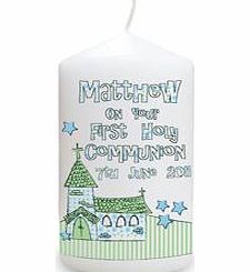 Personalised Whimsical Church Blue 1st Holy