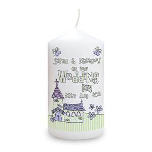 Whimsical Church Wedding Candle