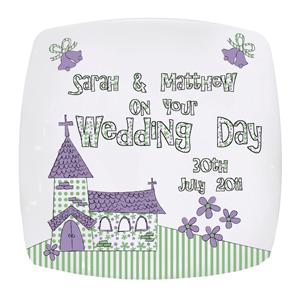 Personalised Whimsical Church Wedding Plate