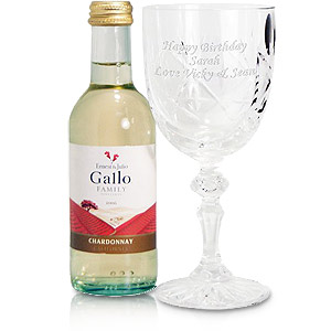 personalised White Wine Crystal Set