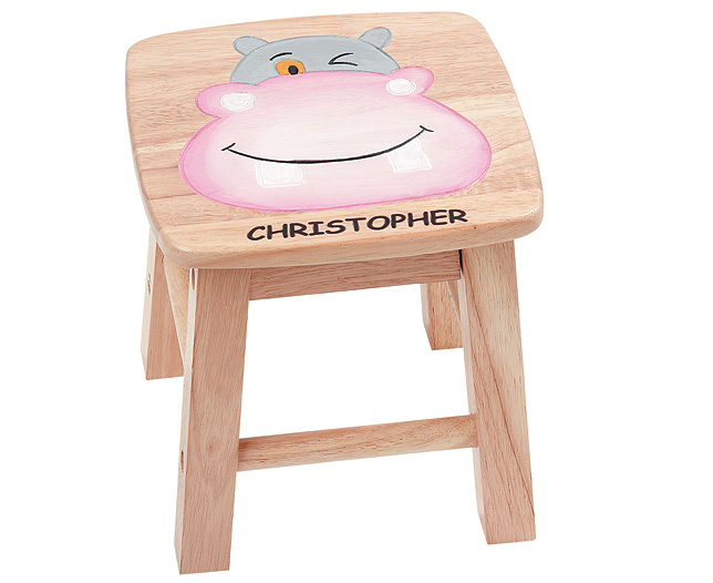 personalised Wooden Animal Face Stools- Hippo