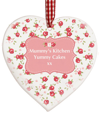 Personalised Wooden Heart Decoration - Floral