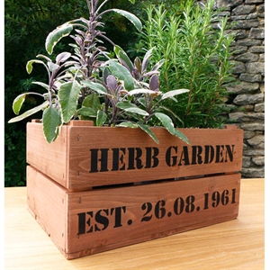 Wooden Planter Box with Italian Herbs