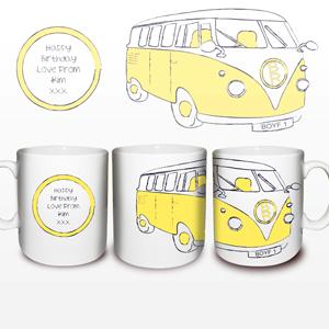 Personalised Yellow Camper Van Mug