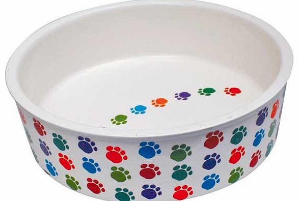 Pet Brands Paw Prints Ceramic Water Dish - 8 Inch
