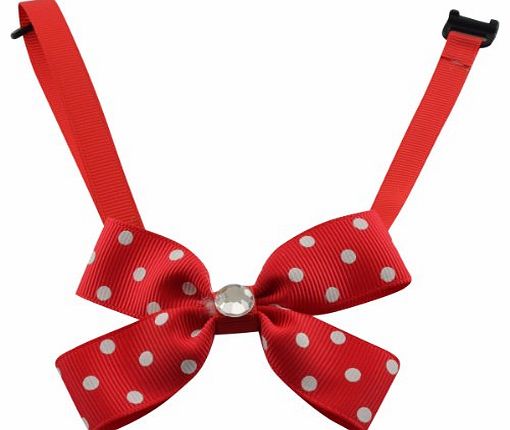 Dogloveit Pet Puppy Cat Dog Bow Tie Polka Dot Style Adjustable Bowtie w/ Crystal Fashion Accessories for Pet Dog Cat (Red)