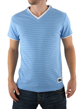 Blue Stripe V Neck T-Shirt