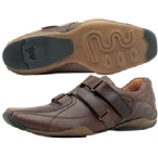 Peter Werth Mens Triple Velcro Shoe Brown Pull Up
