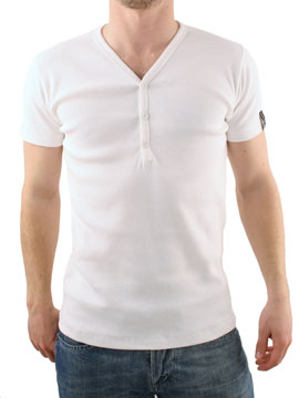 White Ribbed Y-Neck