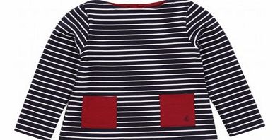 Red Two-Pocket Striped T-shirt Navy blue `4