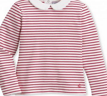 Petit Bateau Seven Striped Blouse Burgundy `3 years,4 years,5