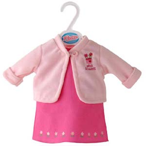 Petite Fuchsia Dress and Pink Fleece Jacket 35-40cm