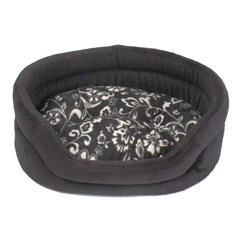 Black and#38; White Flower Oval Cat Bed by Pets at Home