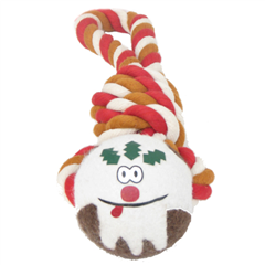 Christmas Pudding Tennis Ball on a Rope Dog Toy by Pets at Home
