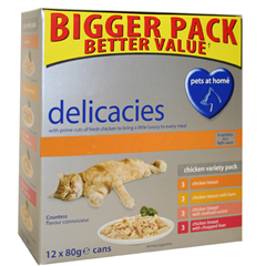 Delicacies Adult Cat Food Mixed Chicken Variety 80gm 12 Pack