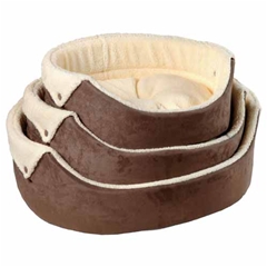 Extra Large Brown Oval Faux Suede Dog Bed by Pets at Home