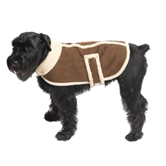Pets at Home Extra Small Brown Faux Suede and Sheepskin Dog Coat by Pets at Home