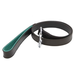 Medium Brown Leather Dog Lead with Green Felt Lining 100cm (40in) by Pets at Home