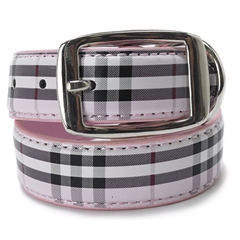 Pets at Home Medium Pink Tartan Faux Leather Dog Collar 40-50cm (16-20in) by Pets at Home